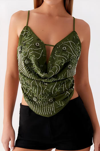 sexy slight stretch sling sequins beaded decor large backless vest