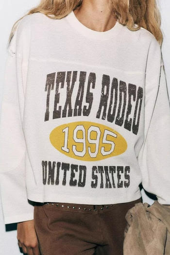 casual slight stretch letter fixed printing crew neck sweatershirt