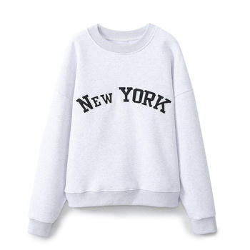 casual slight stretch letter labeling crew neck sweatshirts