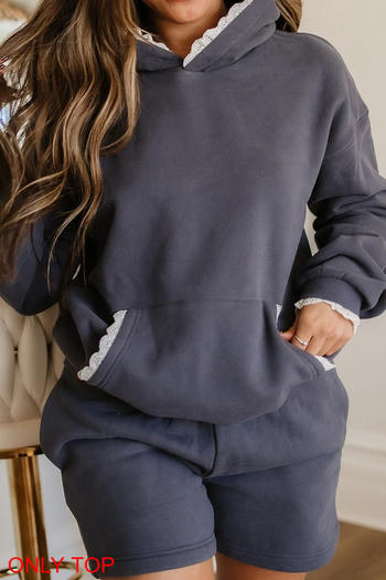 casual new non-stretch solid color fleece hooded sweatshirt