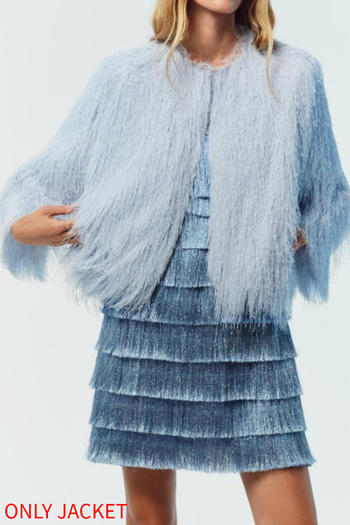 casual non-stretch crew neck tassels jacket
