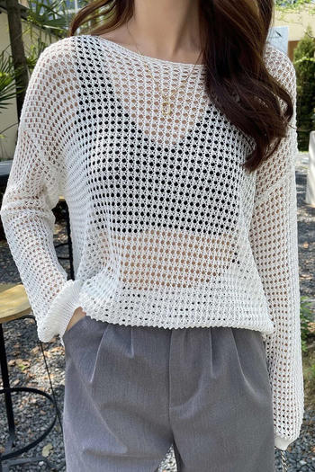 exquisite slight stretch crew neck ribbed knit cutout sweaters