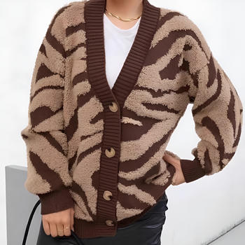 casual slight stretch color-block knitted v-neck all-match sweater(only sweater)