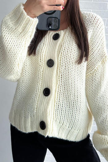 casual slight stretch knitted pure colour single-breasted loose sweater