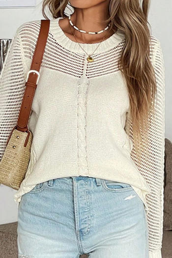 stylish slight stretch cut out knitted long sleeve all-match sweater