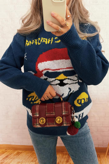 christmas slight stretch new jacquard santa claus knit sweater