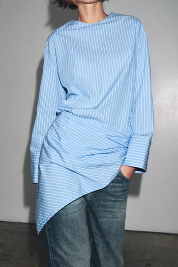 casual non-stretch crew neck stripe printing with scarf blouses