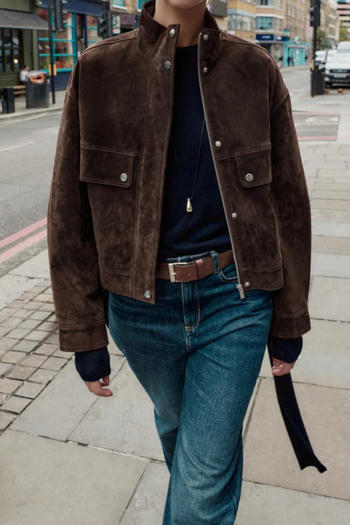 casual non-stretch high collar solid color jacket