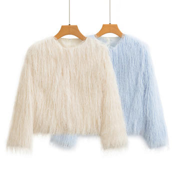 casual non-stretch solid color crew neck tassels jacket