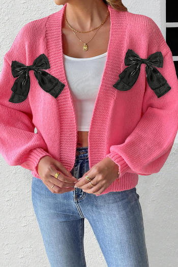 casual slight stretch 4 colors bow decor all-match sweater(no underwear)