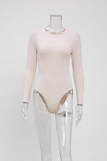 stylish slight stretch 5 colors long sleeve all-match bodysuit