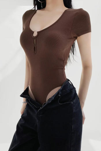 exquisite slight stretch metal ring connected padded bodysuit(size run small)