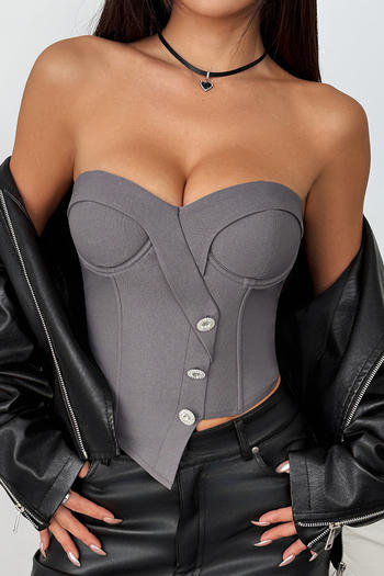 casual non-stretch tight vest with padded & underwire & rubber bone