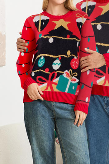 christmas women parent-child couple plus size slight stretch knitted sweater