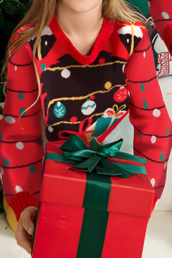 christmas stylish kids parent-child slight stretch knitted sweater