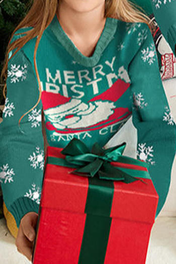 christmas stylish kids parent-child slight stretch santa claus knitted sweater