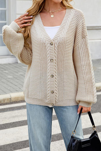 casual slight stretch twist knitted 4 colors v-neck single-breasted sweater