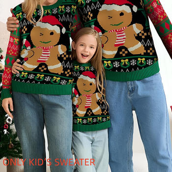 christmas kids parent-child stretch cartoon knitted sweater(only kid's sweater)