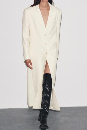 casual non-stretch solid color suit collar long blazers