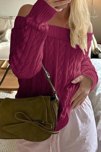 casual slight stretch solid color off shoulder ribbed knit sweaters