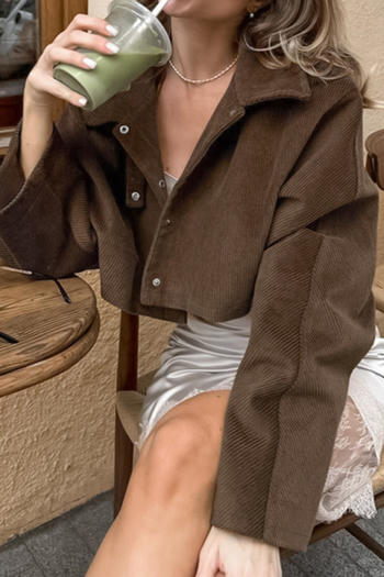 casual non-stretch corduroy solid color lapel shorts jacket