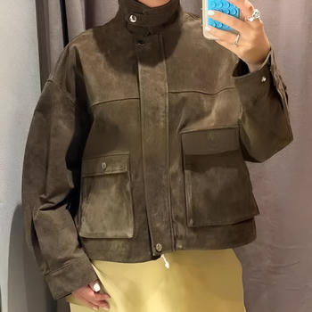 casual non-stretch lapel solid color pocket warm jacket