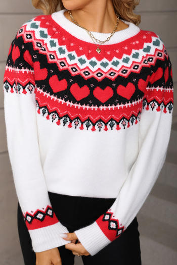 christmas valentine's day stylish slight stretch heart knitted all-match sweater
