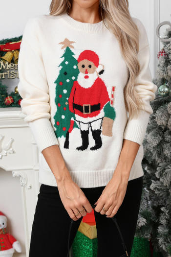 christmas stylish slight stretch santa claus knitted all-match sweater