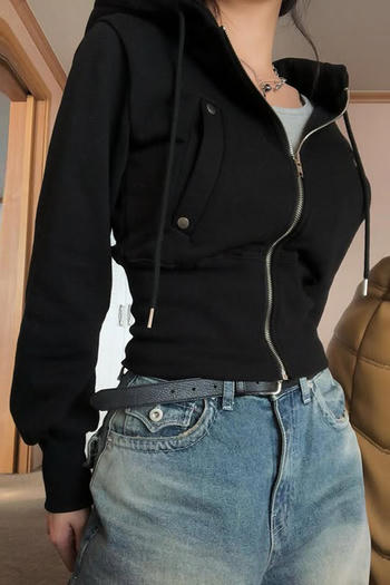 casual slight stretch patchwork slim fit hooded all-match outerwear