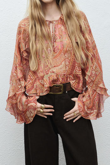 casual non-stretch crew neck batch printing lace-up blouses