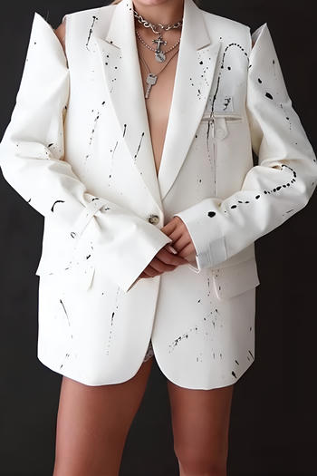 casual non-stretch suit collar ink splash printing blazers