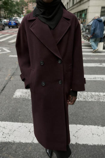 casual non-stretch solid color tweed lapel long jacket