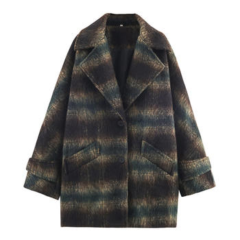 casual non-stretch contrast color lapel loose jacket