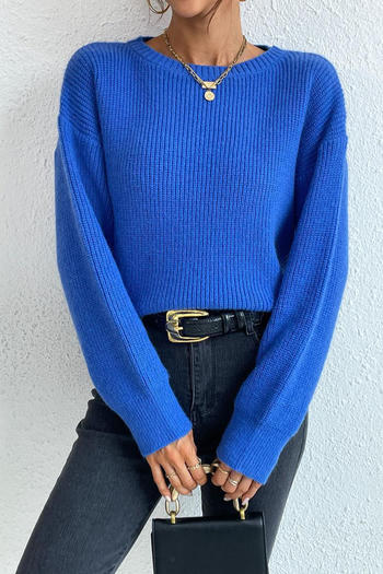 casual slight stretch knitted 5 colors long sleeve all-match sweater