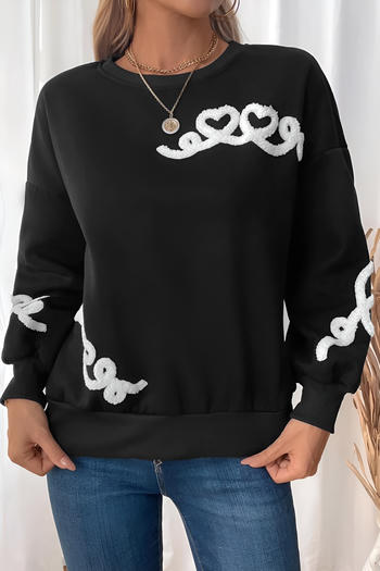 casual slight stretch color-block long sleeve loose all-match sweatshirt