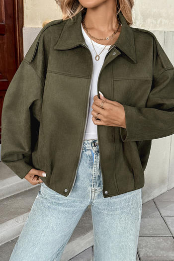 casual slight stretch suede pure colour turndown collar all-match jacket