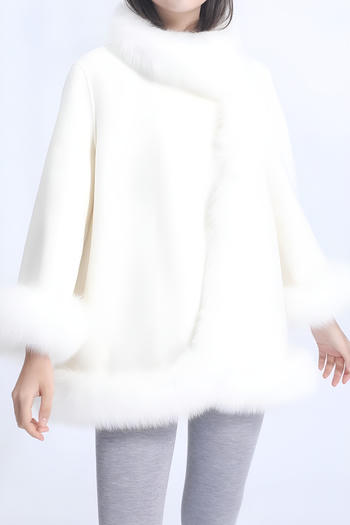 stylish non-stretch faux fur trim warm jacket(size run small)