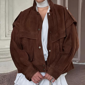 stylish slight stretch suede loose all-match jacket(size run small)