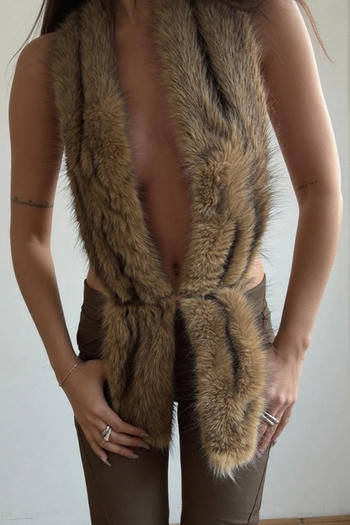 exquisite non-stretch halter-neck fuzzy tank top