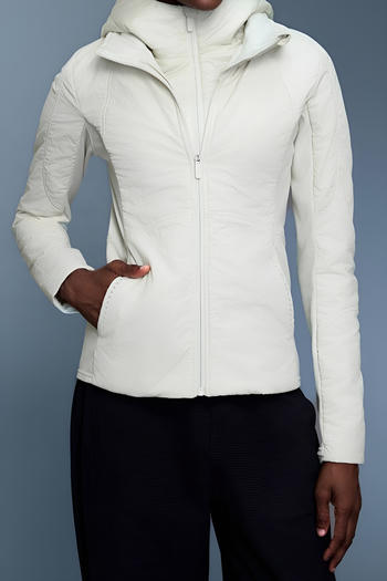 stylish non-stretch pure colour hooded warm fake two-piece outerwear
