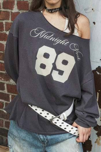 casual slight stretch loose letter print sweatshirt