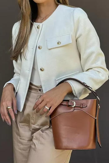 casual non-stretch 14 colors solid color crew neck jacket