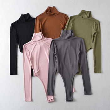 casual slight stretch 5colors high collar bodysuit(size run small)