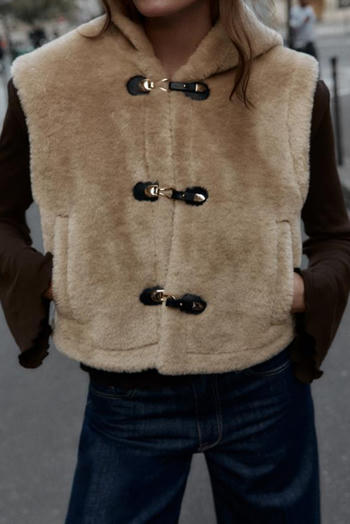 casual non-stretch hooded solid color plush jacket