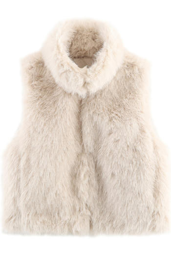 casual non-stretch stand collar fur tank top