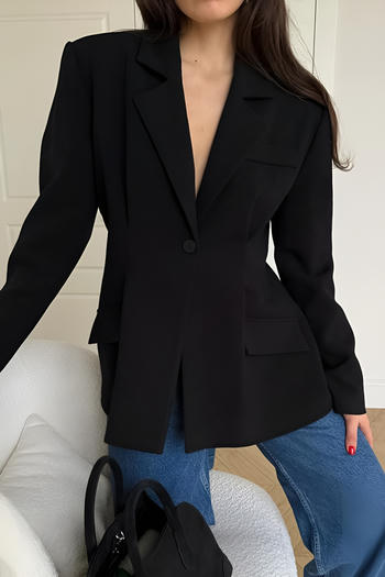 stylish office lady non-stretch pure colour one button all-match blazer