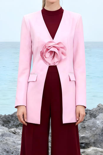 stylish non-stretch flower decor high quality slit blazer