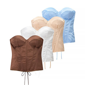 exquisite non-stretch solid color with boned tank top(size run small)