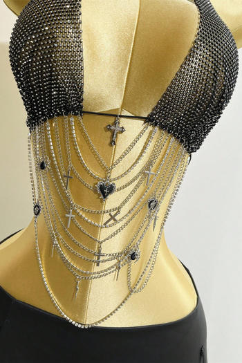 Wholesale Sexy non-stretch fishnet rhinestone metal chain cross pendant ...