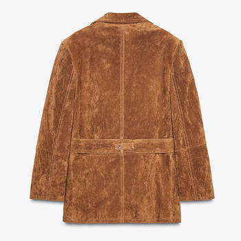 Casual non-stretch solid color suit collar with belt jacket